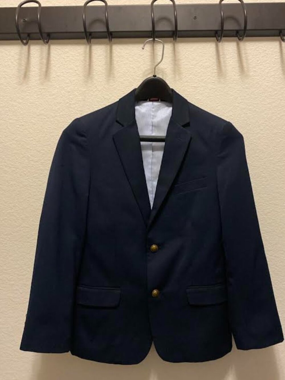 Boys' Tommy Hilfiger 2 Button Blazer Suit Jacket, Navy Blue, Size 12